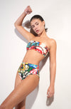 bahati Printed bandeau bikini top with cups