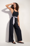 cira Black slim-fit overalls