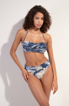 dahia Printed bandeau bikini top