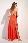 Long orange slit skirt