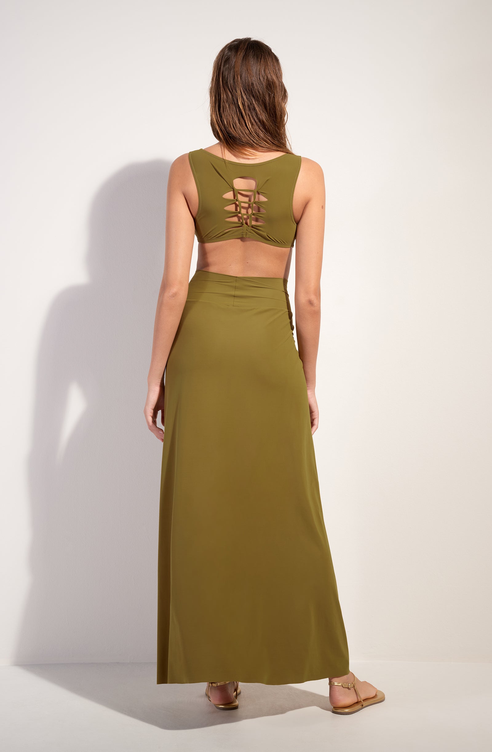 judie jupe longue portefeuille en voile extensible bronze