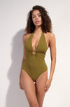 leven One-piece bronze swimsuit with jewels