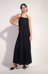 licie Long black halter dress in stretch voile