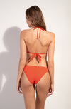 Orange triangle bikini top with jewels