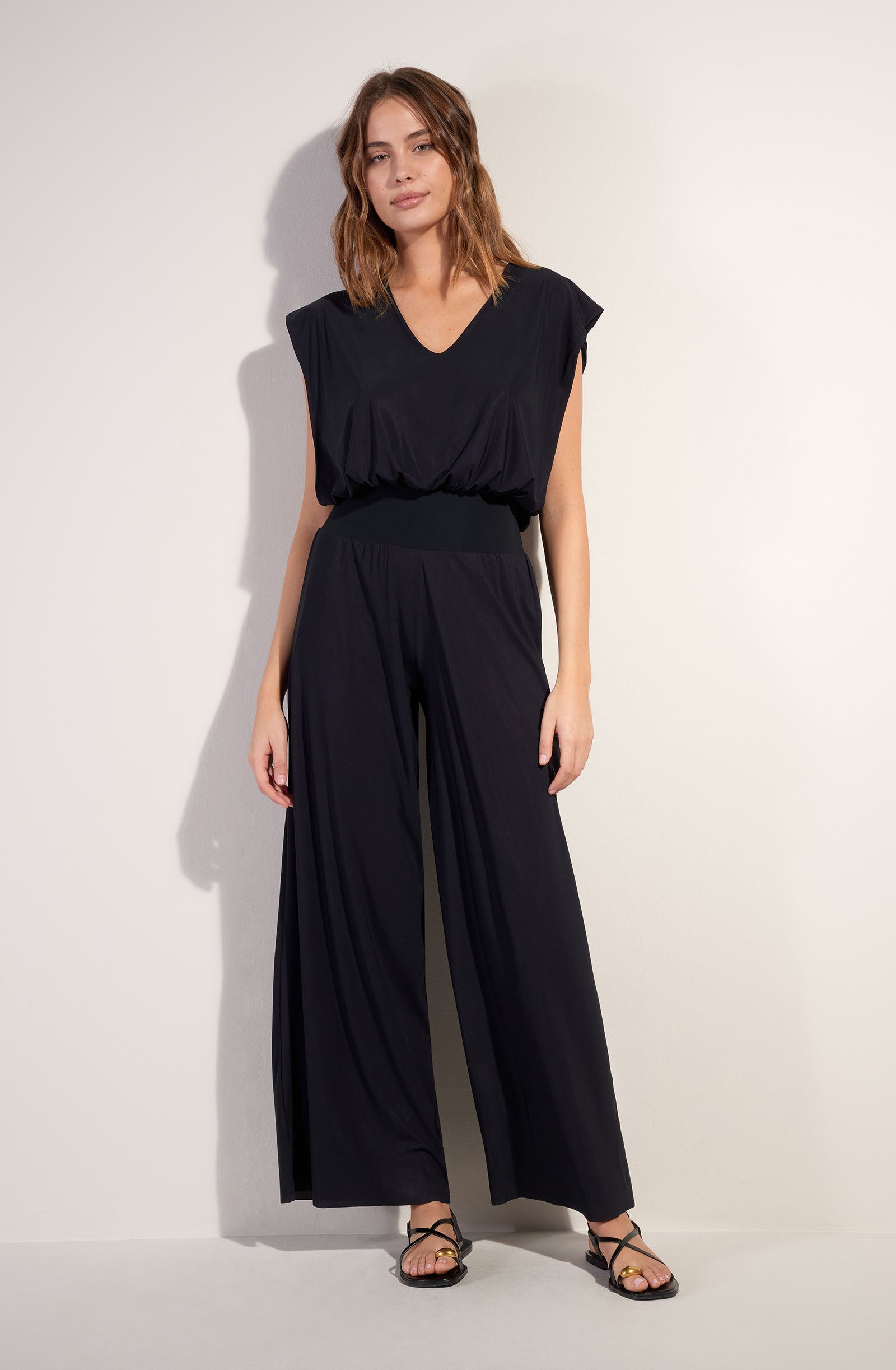 maissa combinaison pantalon en voile extensible noir