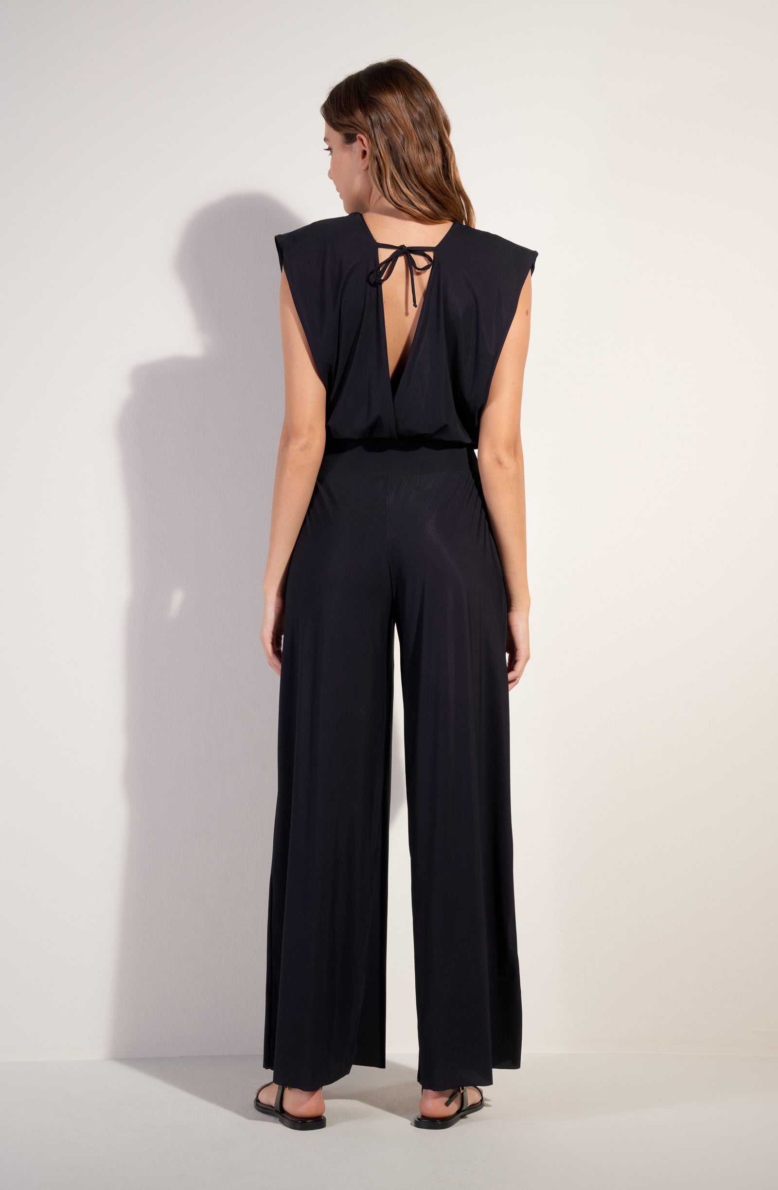 maissa combinaison pantalon en voile extensible noir