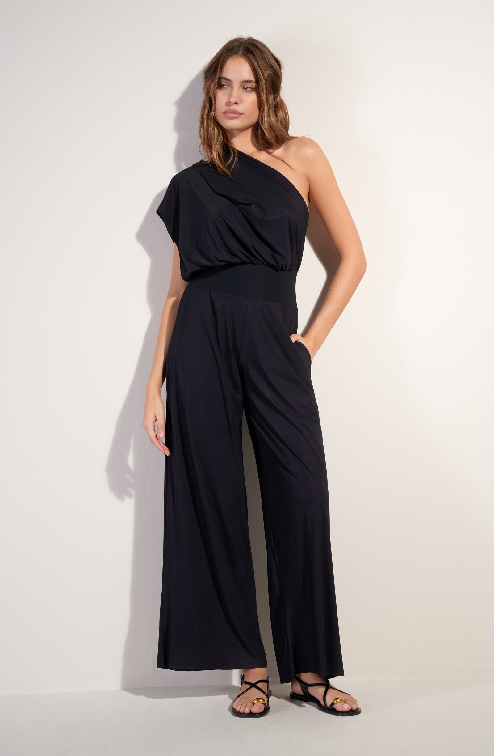 maissa combinaison pantalon en voile extensible noir