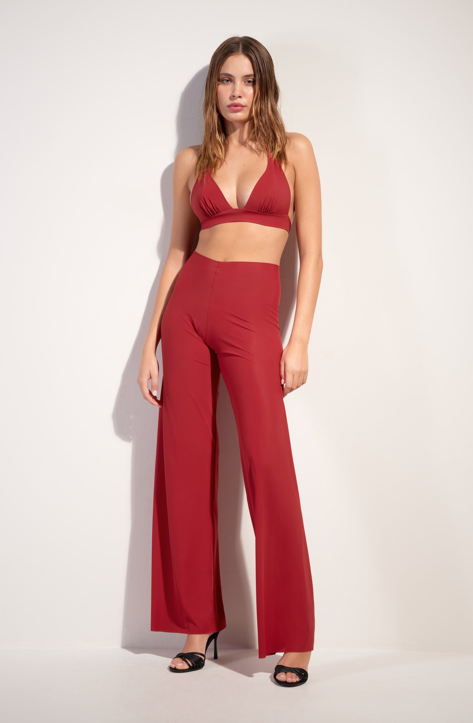 myla Loose madder red light voile trousers