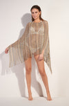 ora Pointed fringe poncho