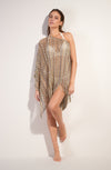 ora Pointed fringe poncho