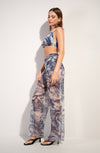 paz Wide-leg printed pants in tulle