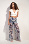 paz Wide-leg printed pants in tulle