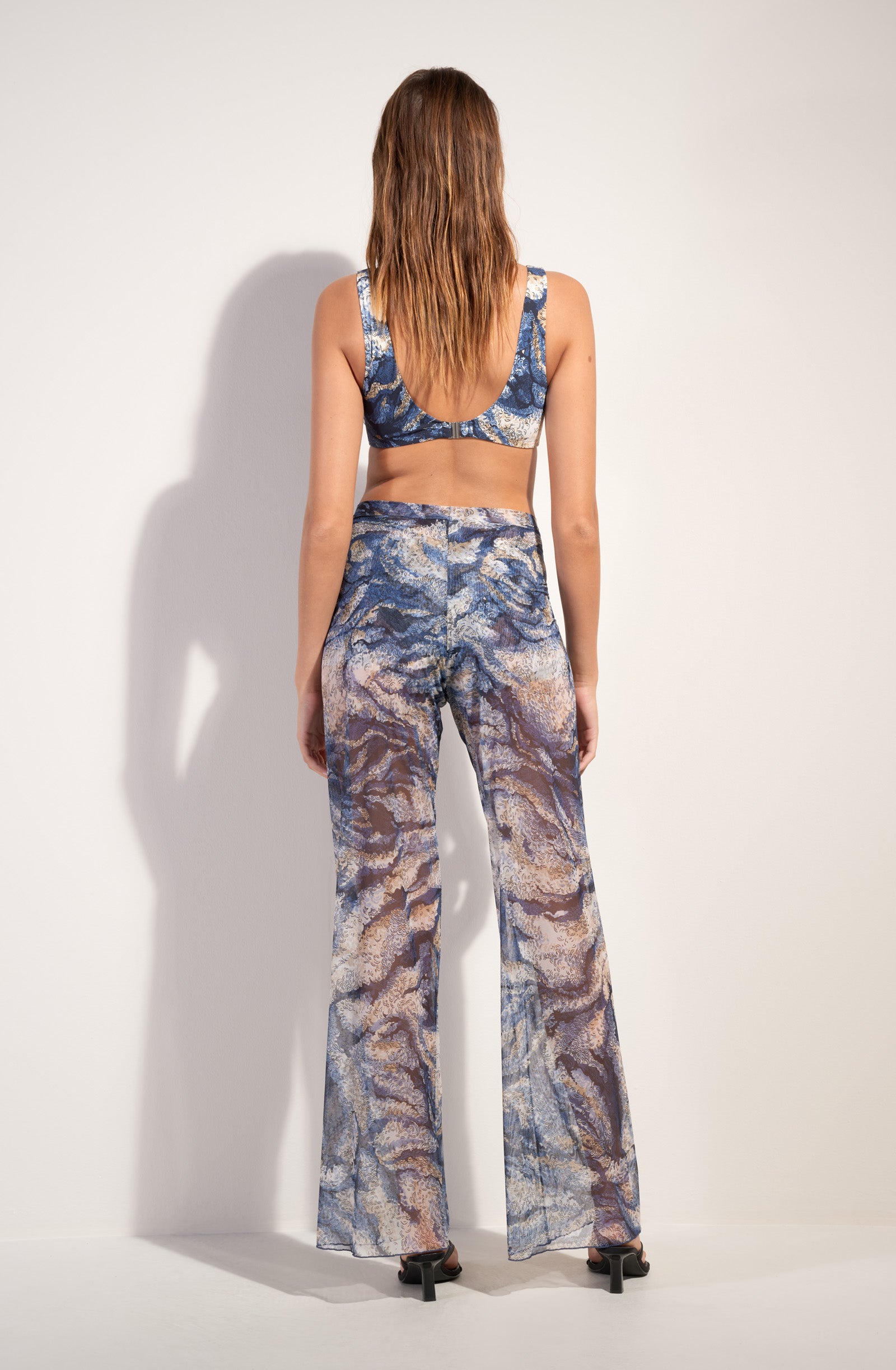 paz pantalon large en tulle imprime wave
