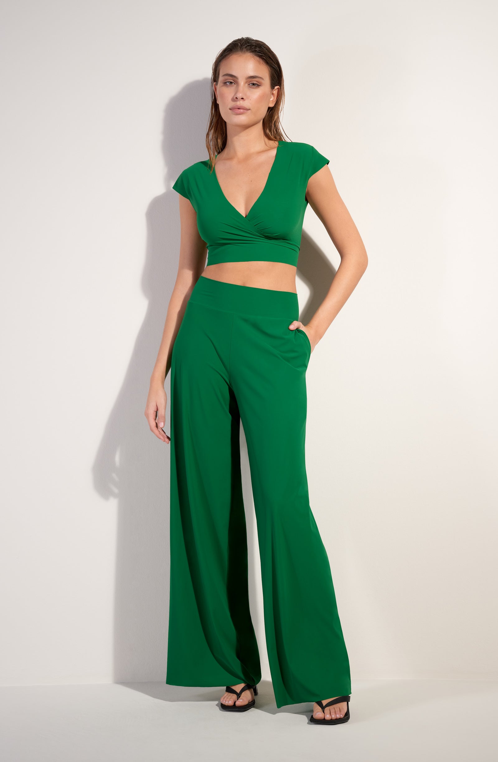 pitta Jade wide-leg printed pants in tulle