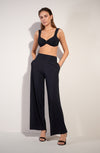 pitta Black wide-leg printed pants in tulle