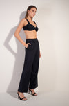 pitta Black wide-leg printed pants in tulle