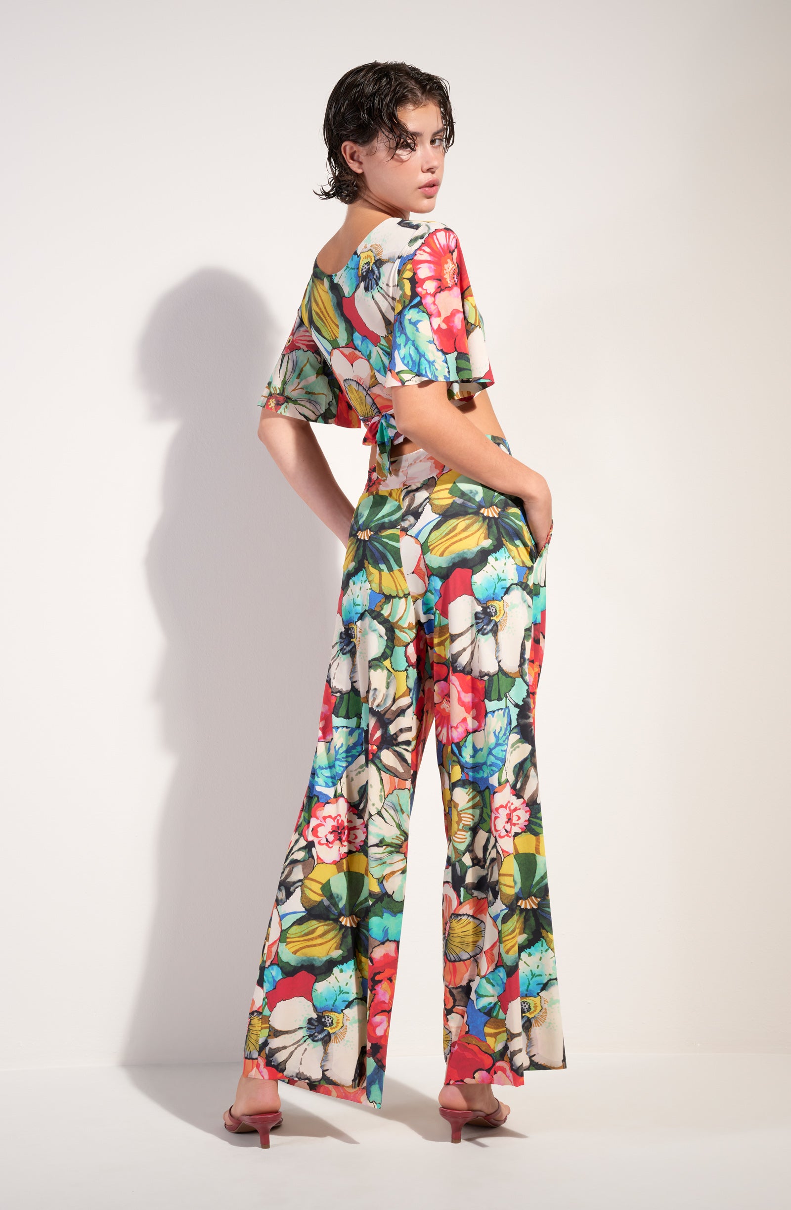 pitta pantalon voile ample imprime flower