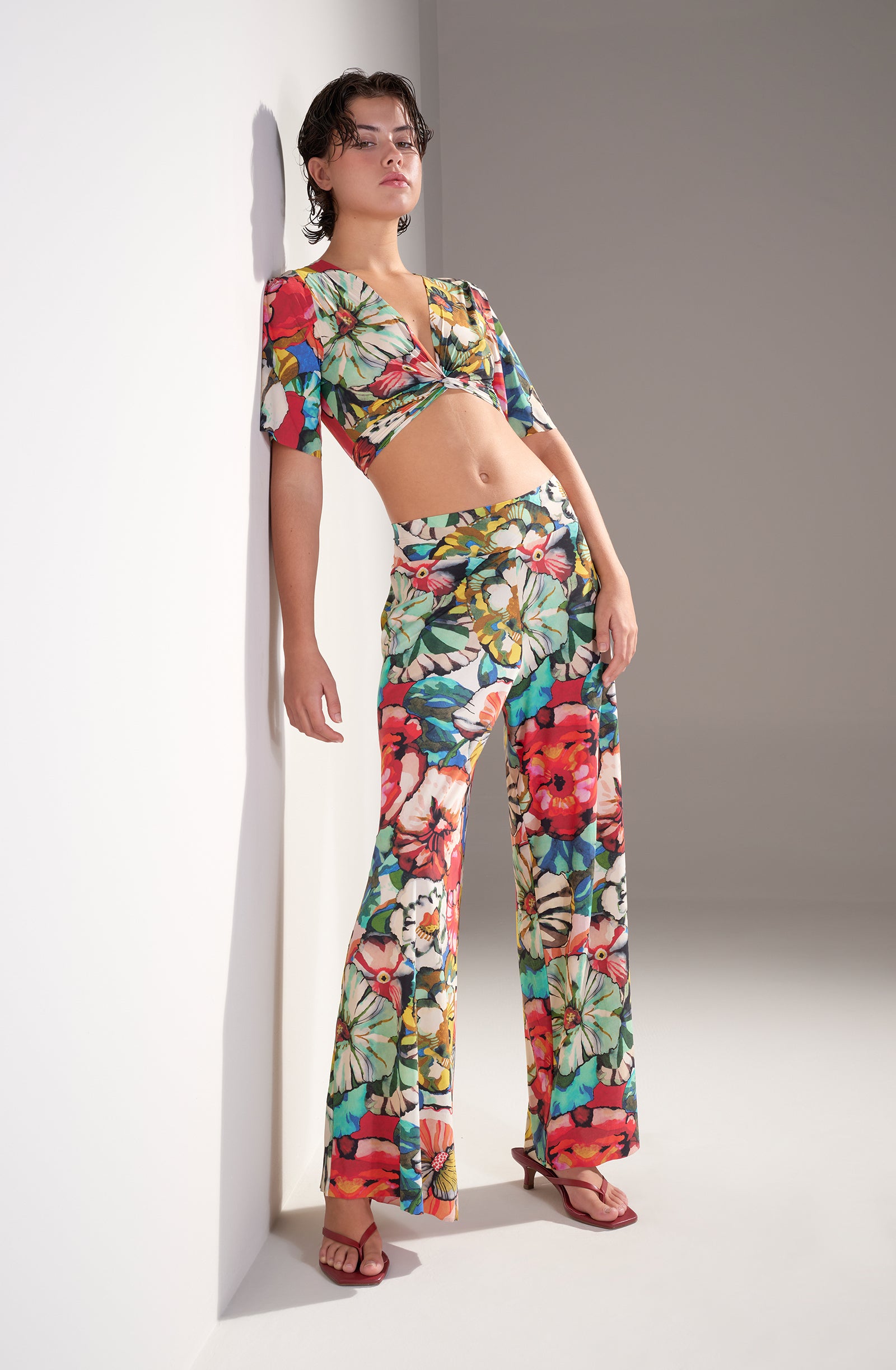 pitta pantalon voile ample imprime flower