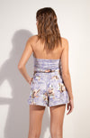 sade Loose-fitting printed shorts in opaque satin fixed voile