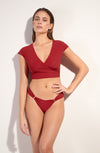 tako Madder red wrap crop top