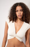 Foam white wrap crop top