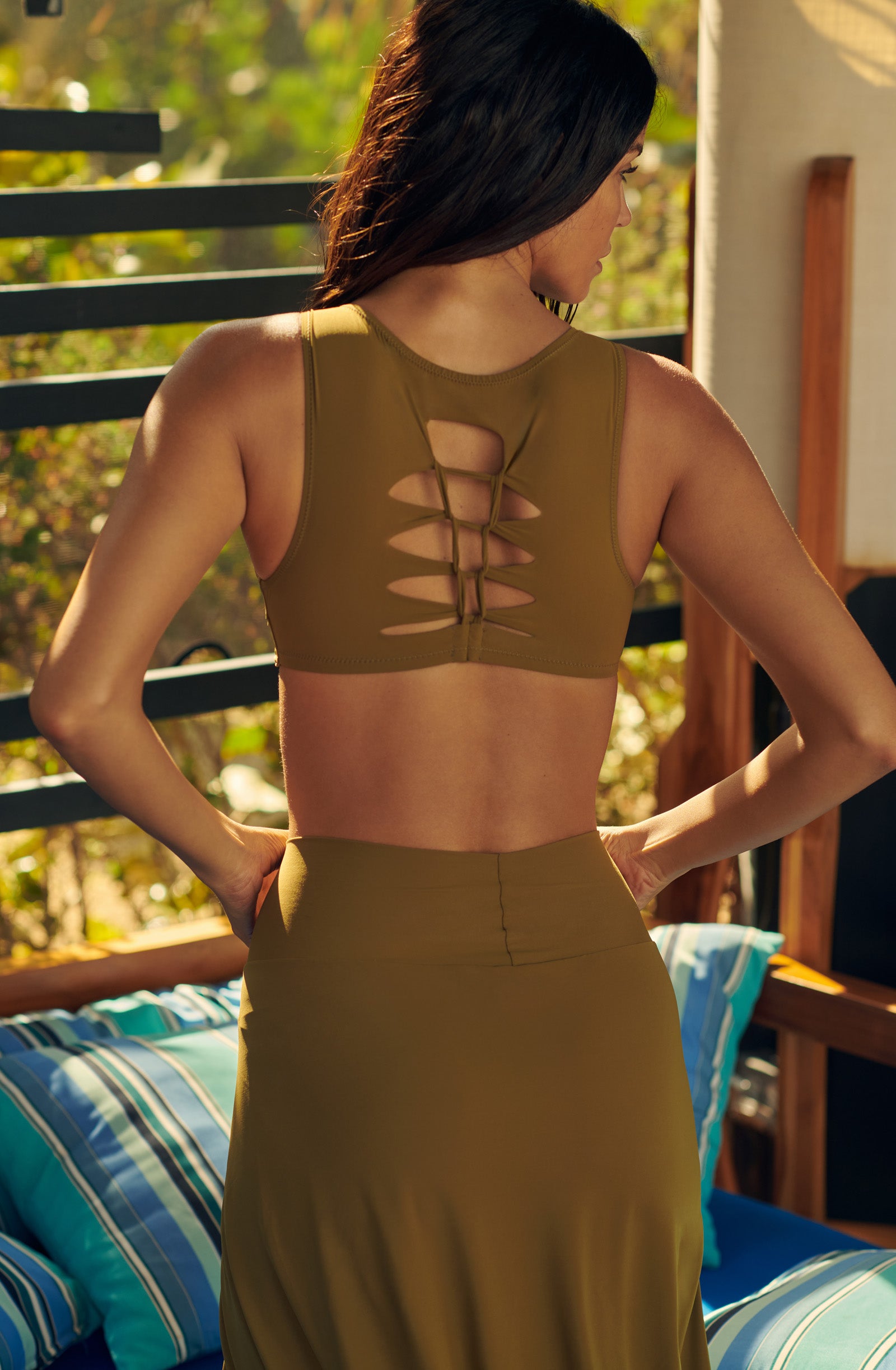tecla haut de maillot crop top noue bronze