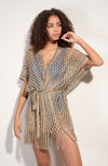 Pointed fringe poncho