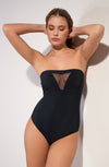 Black bandeau one-piece swimsuit