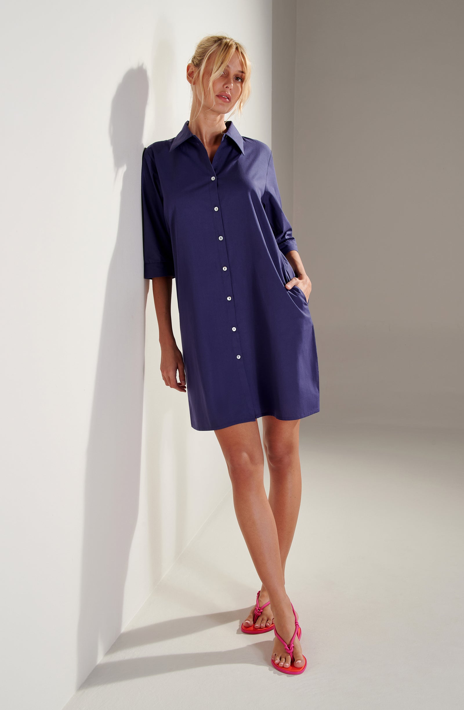 ambre Straight dark blue shirt dress