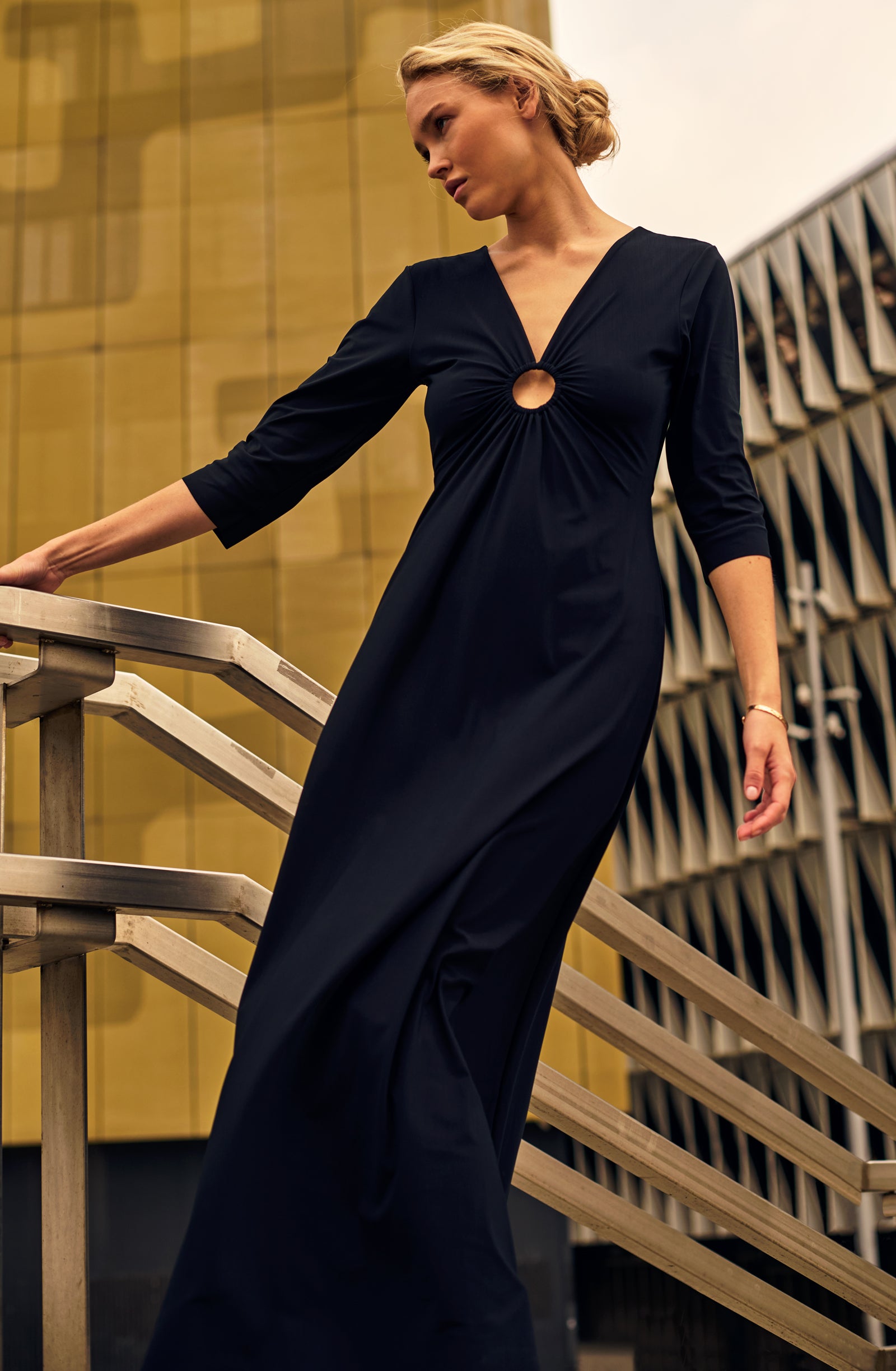 carmenn Black long dress with 3/4 sleeves