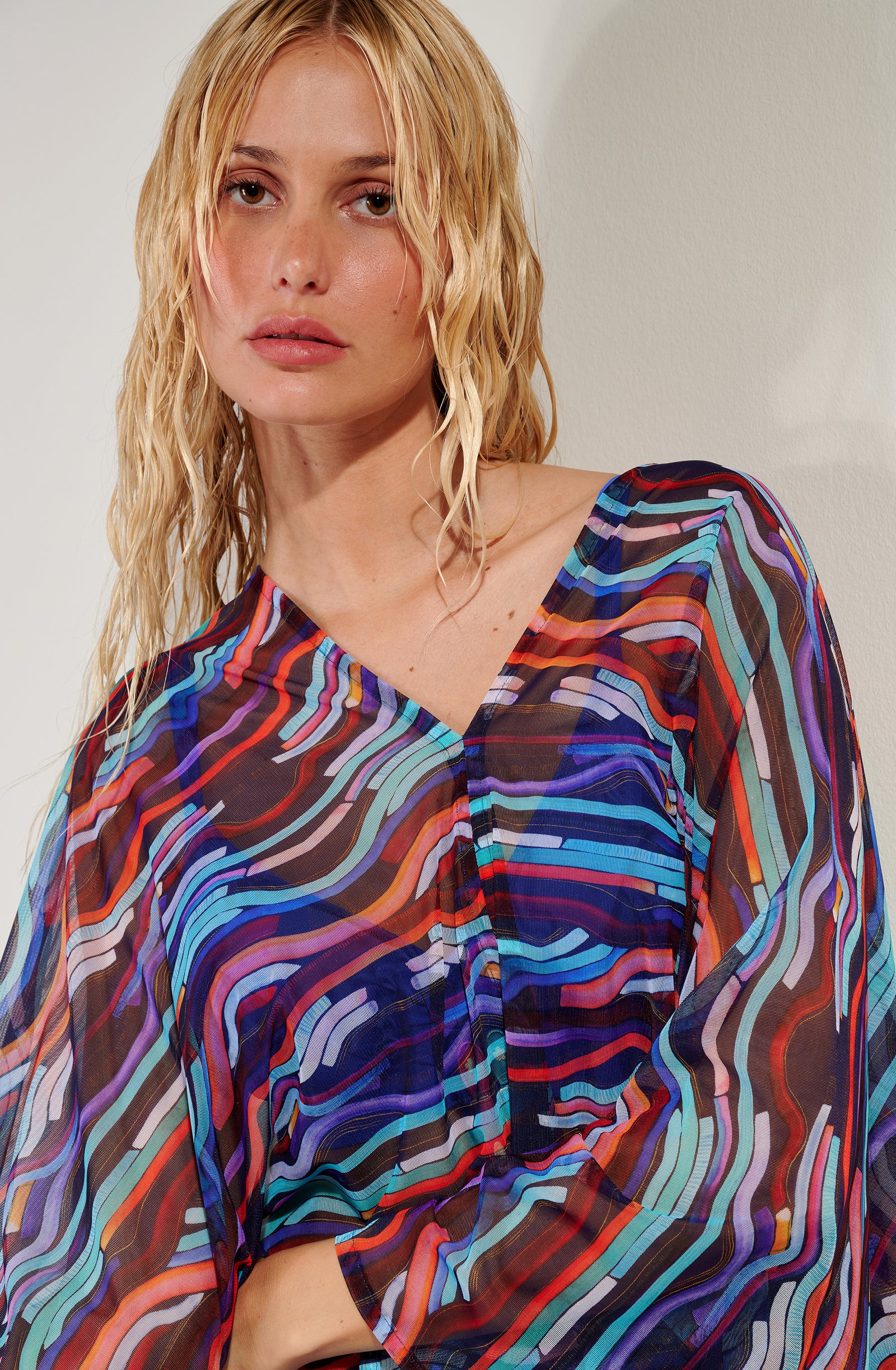 emie Tunique poncho imprimé NEON