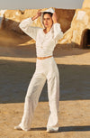 paige foam white Straight foam white and Lurex lace trousers