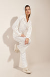 paige foam white Straight foam white and Lurex lace trousers