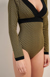 beryl checkerboard long sleeved bodysuit