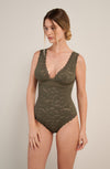 bettina lichen green lace thong bodysuit