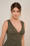 bettina lichen green lace thong bodysuit