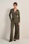 colbi lichen green long sleeved jumpsuit