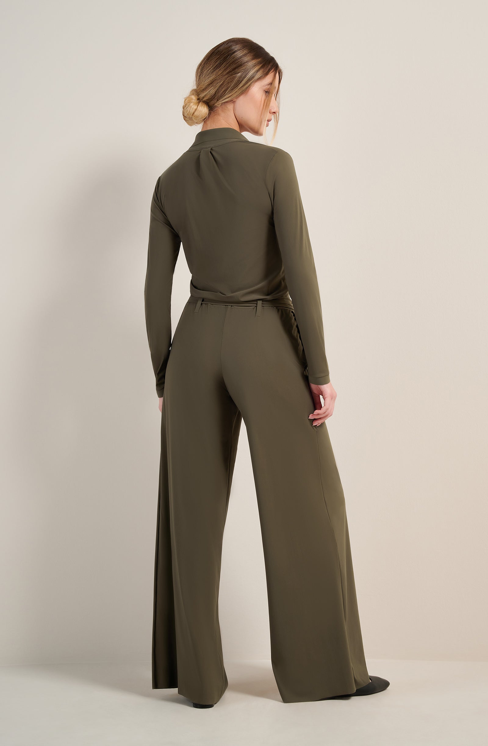 colbi lichen green long sleeved jumpsuit
