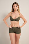 dylan lichen green lace and lurex boyshorts