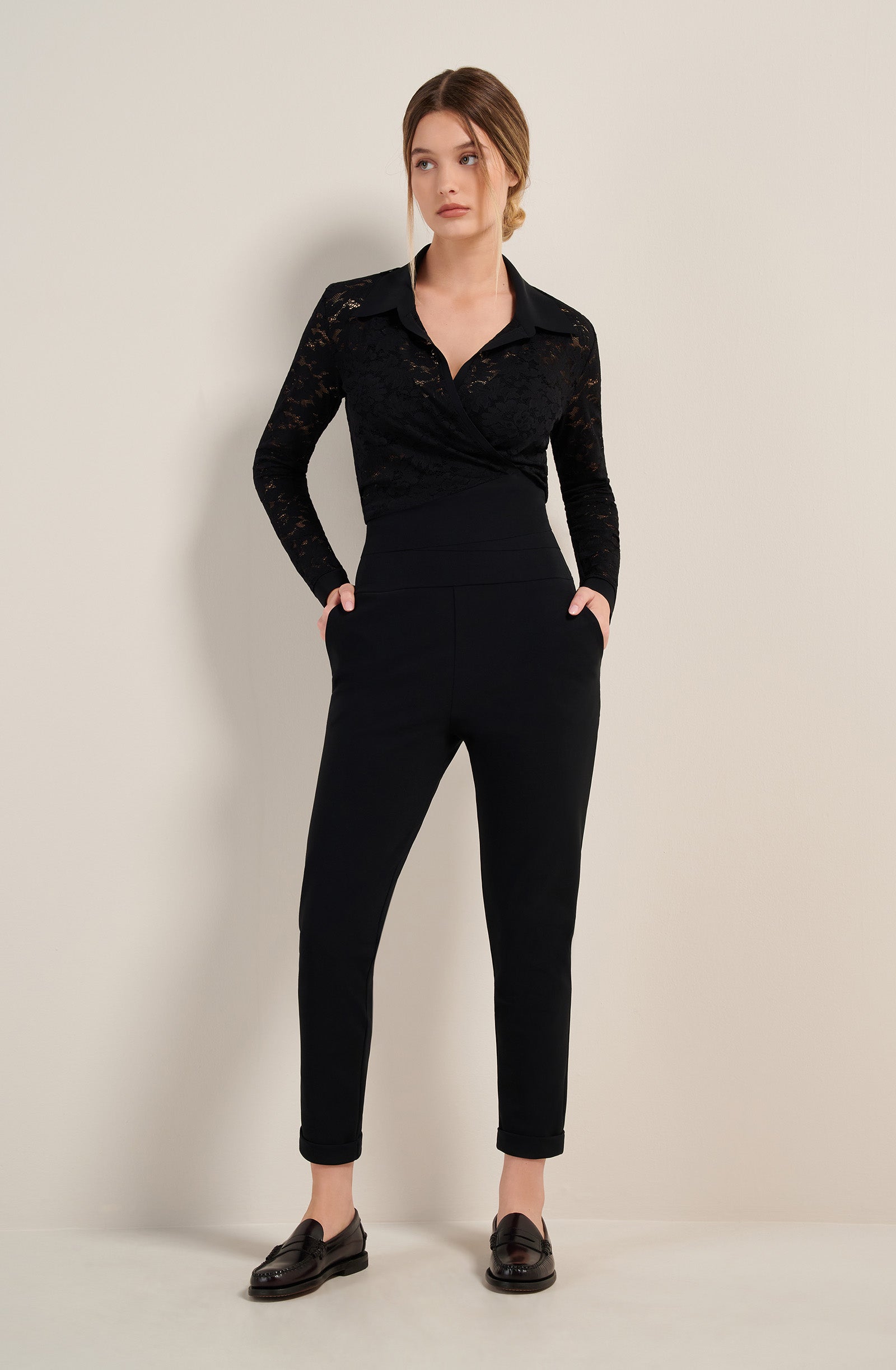 jazzi black slim trousers