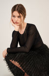 jutta short black feathered skirt