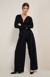 panna black pleated trousers