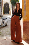 panna hazelnut brown pleated trousers