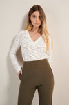 tory foam white lace long sleeved top