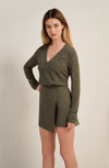 tory lichen green lace long sleeved top