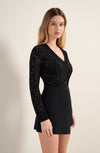 tory black lace long sleeved top