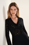 tory black lace long sleeved top