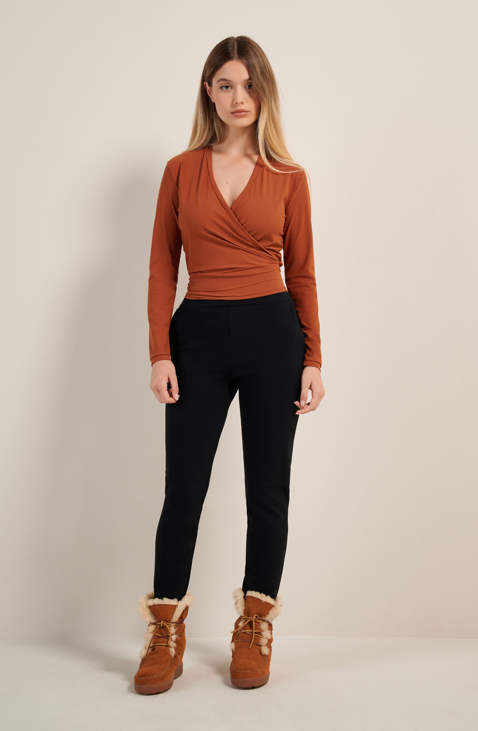 zaya hazelnut brown wrap top