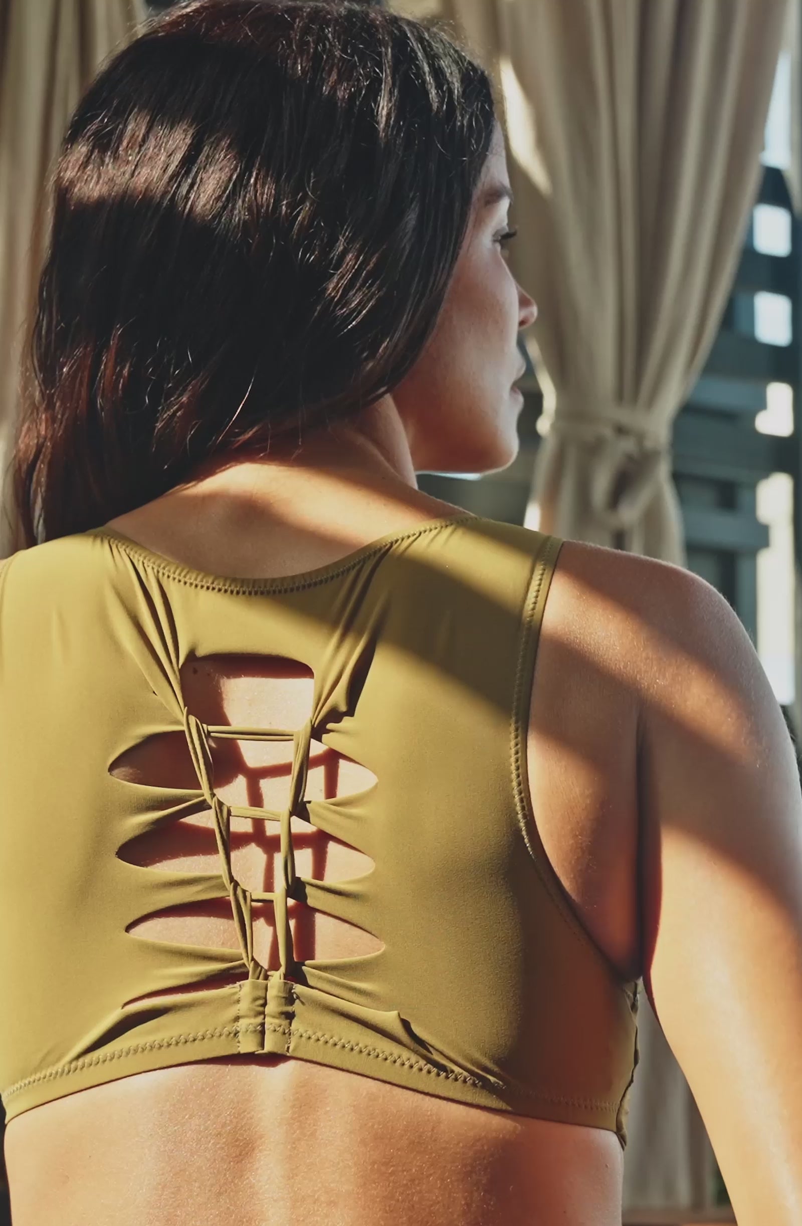 tecla Bronze tie crop-top bikini top