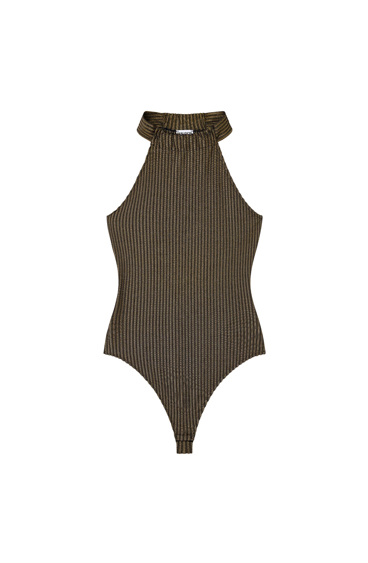 beverly Body string noir et doré en maille côtelée